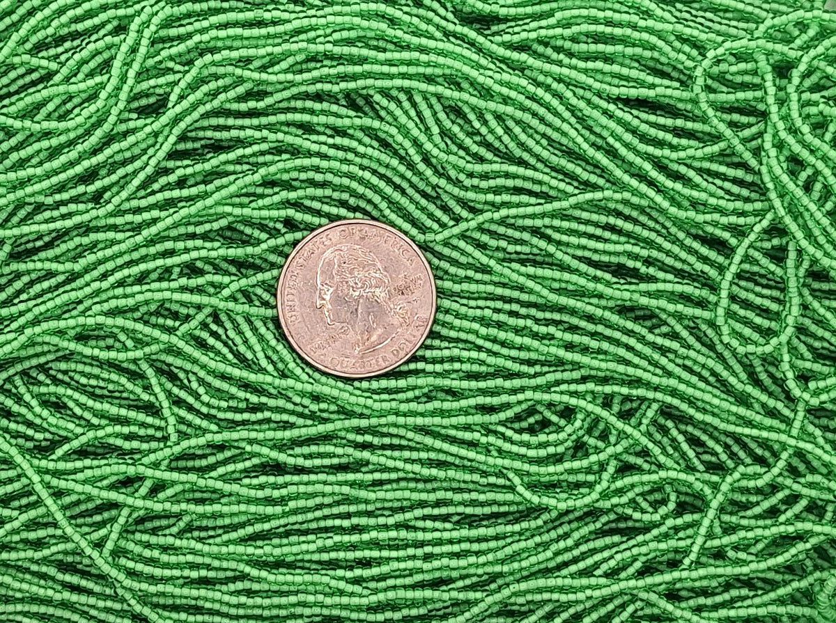 11/0 Light Green Transparent White-Lined Czech Glass Seed Beads Full Hank