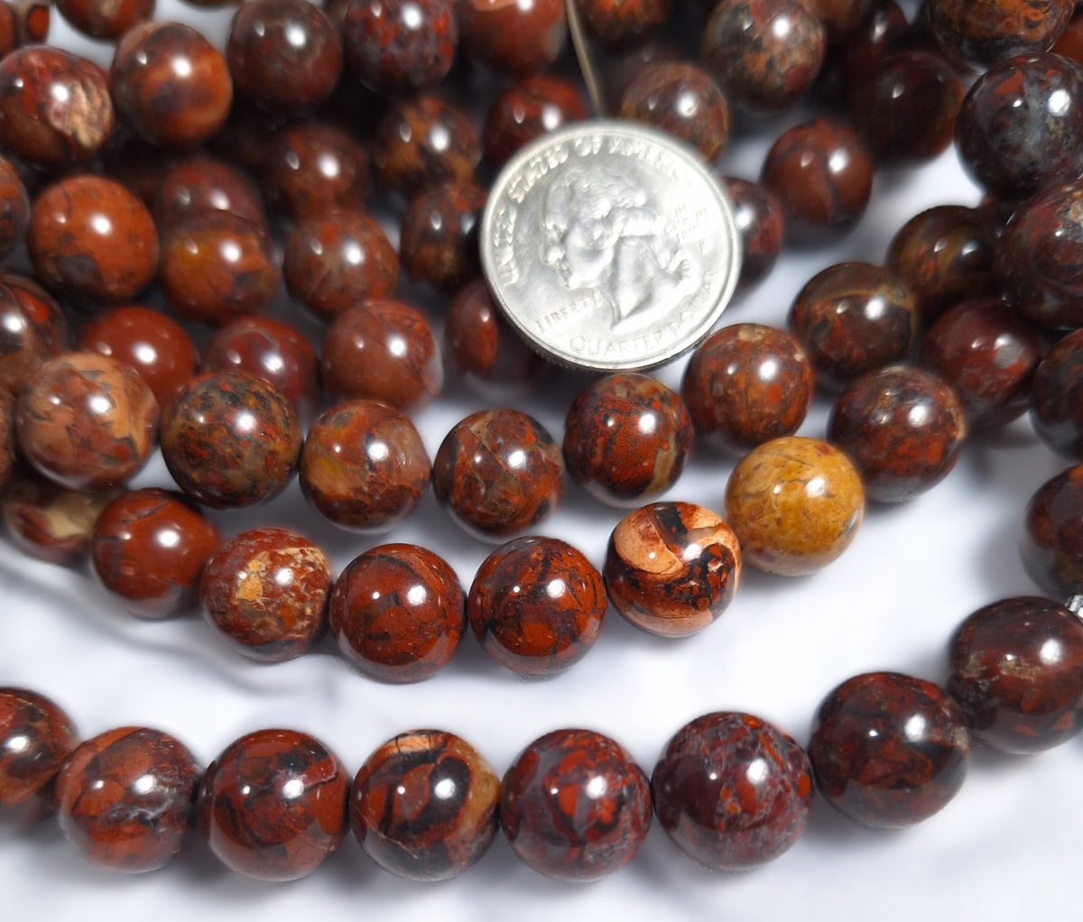 12mm Brecciated Jasper Round Gemstone Beads 16-Inch Strand