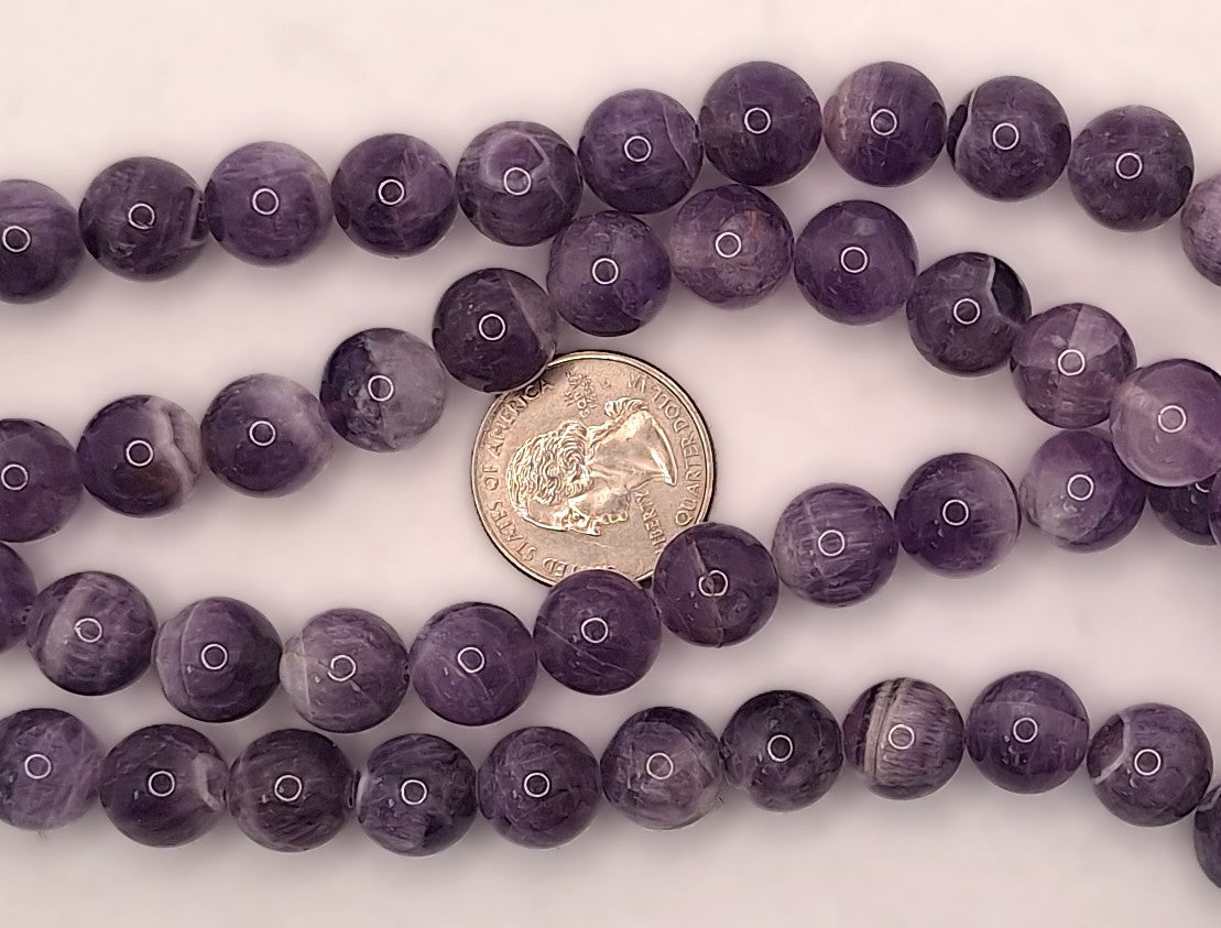 12mm Cape Amethyst Round Gemstone Beads 8-Inch Strand