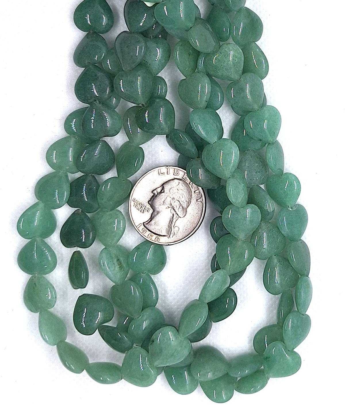 12mm Green Aventurine Heart Gemstone Beads 16-Inch Strand
