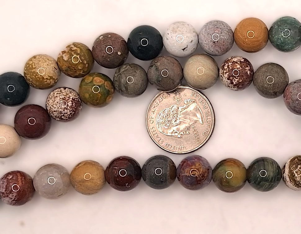 12mm Ocean Jasper Round Gemstone Beads 8-Inch Strand