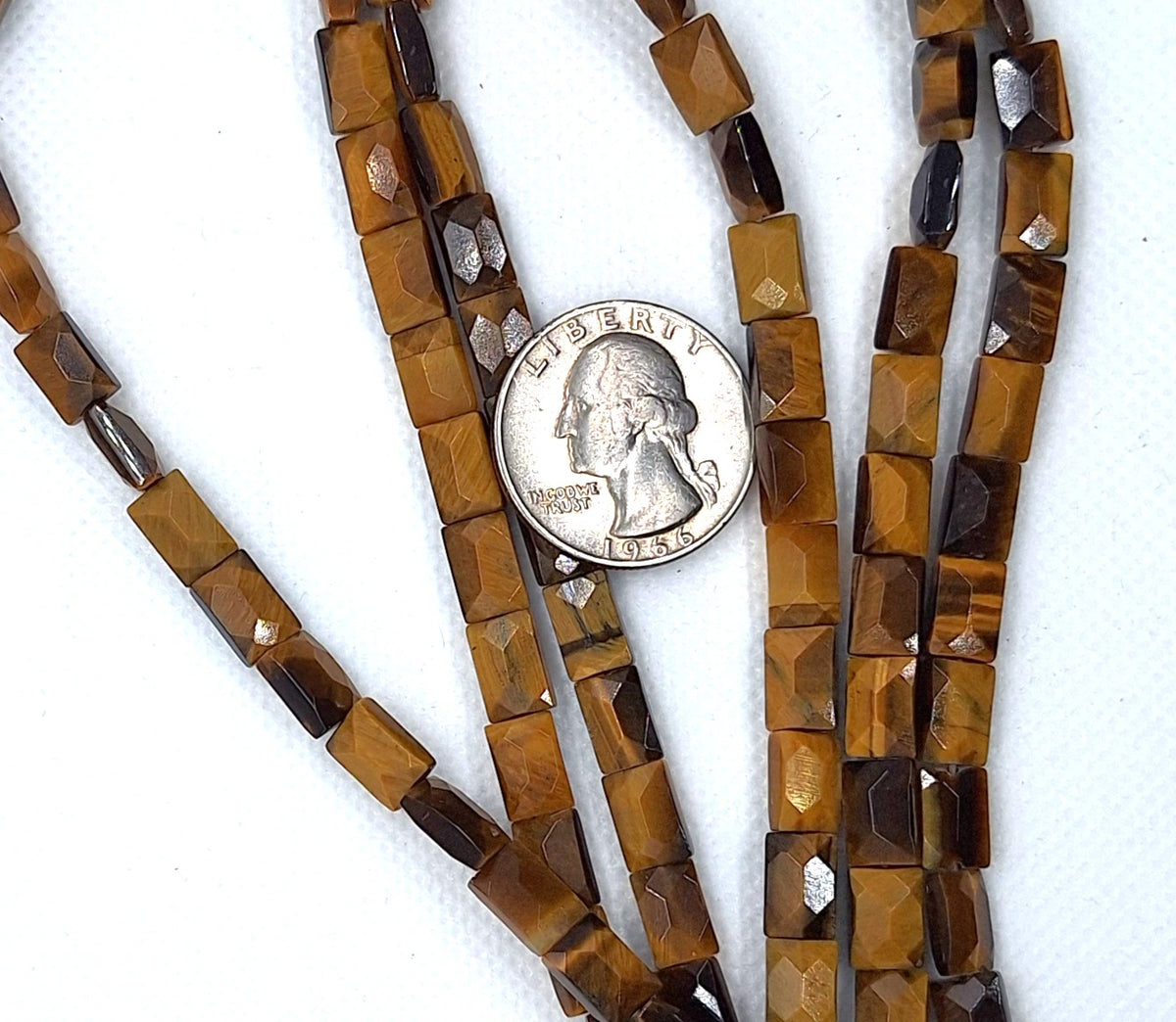 10x6mm Tiger's Eye Faceted Rectangle Gemstone Beads 16-Inch Strand
