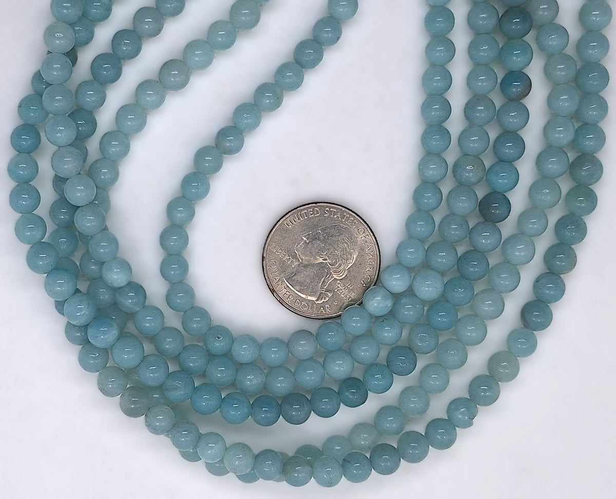 6mm Amazonite AA Round Gemstone Beads 16-Inch Strand