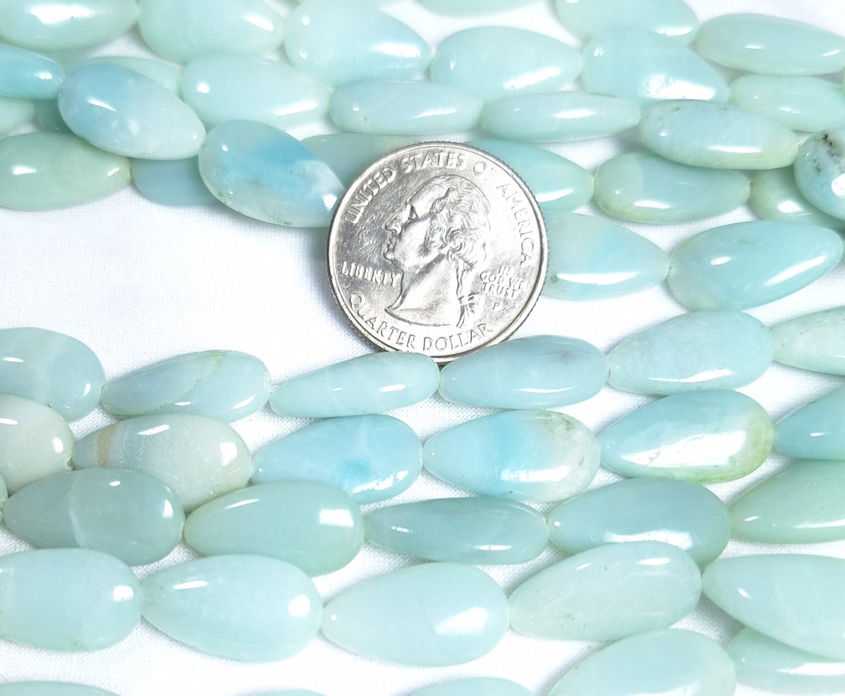 18x10 Amazonite Puff Teardrop Gemstone Beads 16-Inch Strand
