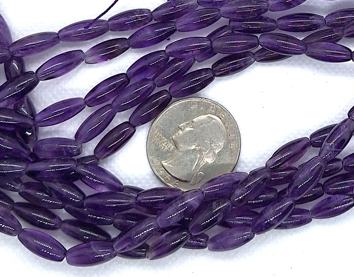 12x5mm Amethyst Rice Gemstone Beads 16-Inch Strand