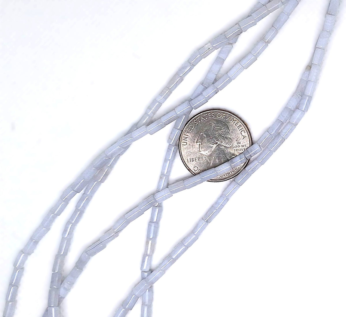 5x3mm Blue Lace Agate Round Cylinder Gemstone Beads 16-inch Strand