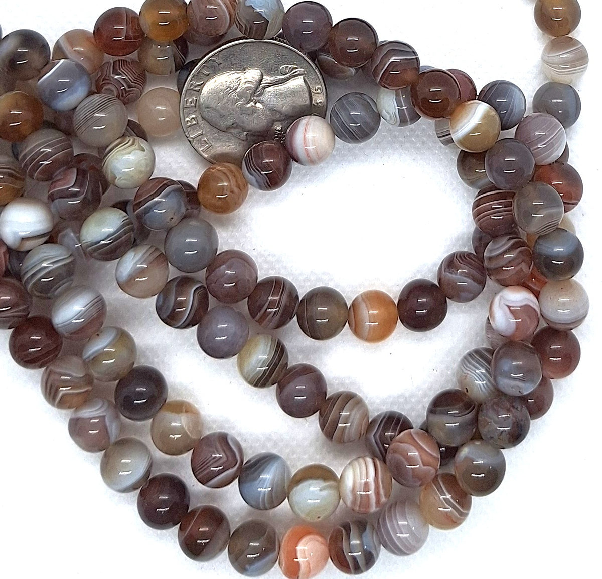 8mm Botswana Agate Round Gemstone Beads 16-Inch Strand