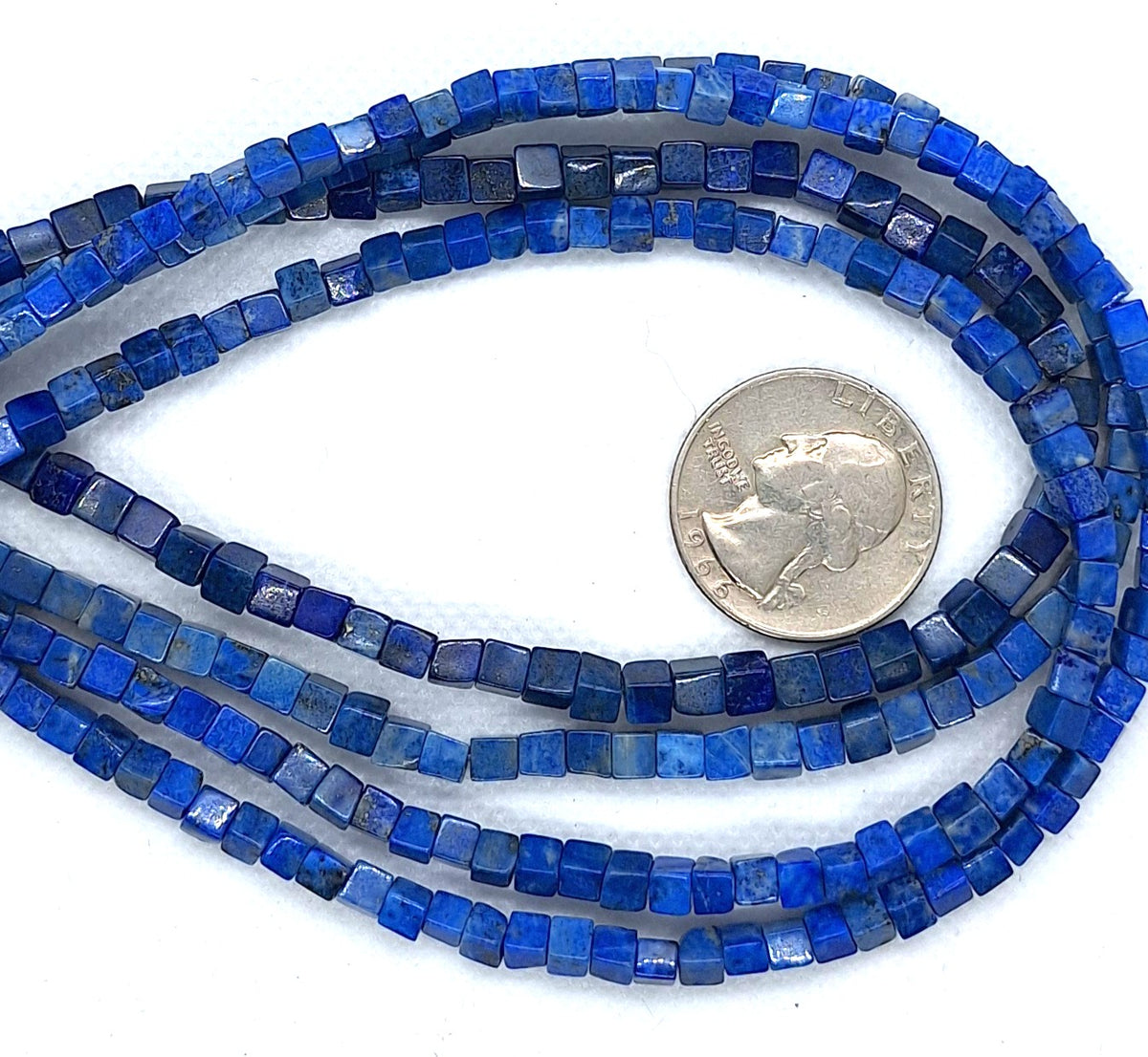 4mm Denim Lapis Cube Gemstone Beads 16-Inch Strand
