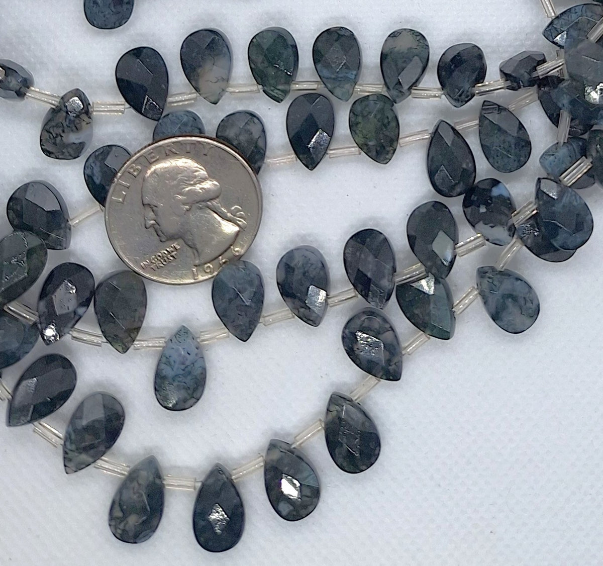 12x8mm Moss Agate Faceted Flat Briolette Teardrop Gemstone Beads 16-Inch Strand