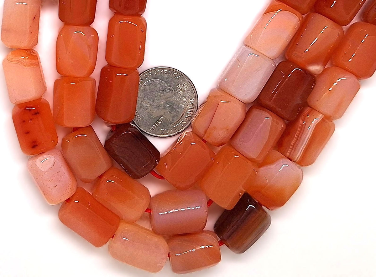 17x14mm Red Sardonyx Large Tube Gemstone Beads 16-inch Strand