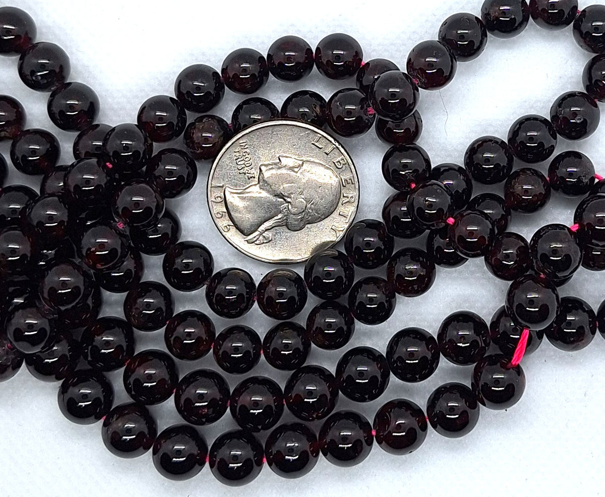 8mm Red Garnet Round Gemstone Beads 16-Inch Strand