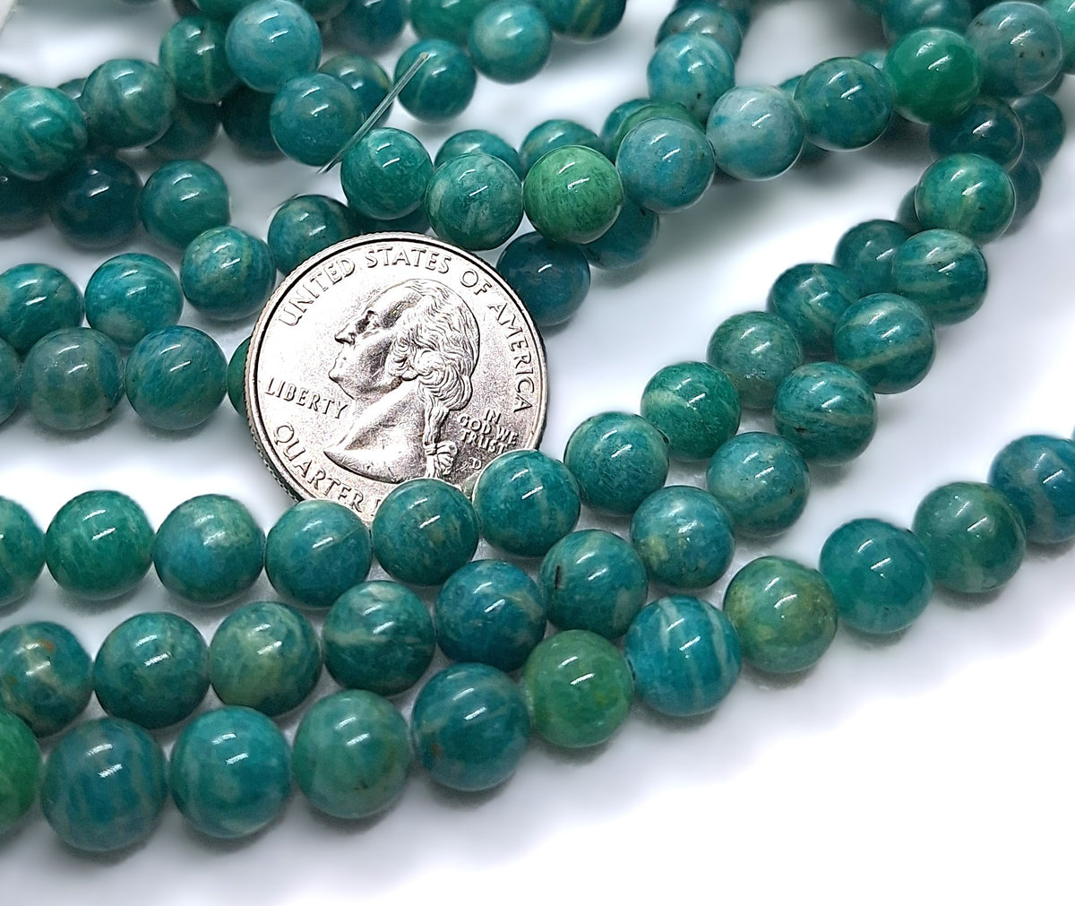 8mm Russian Amazonite Round Gemstone Beads 16-Inch Strand