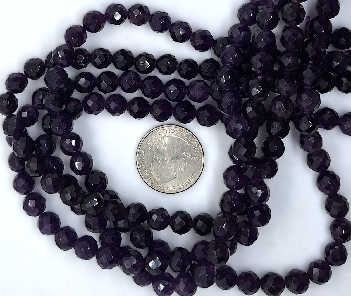 8mm Amethyst Faceted Round Gemstone Beads 16-Inch Strand