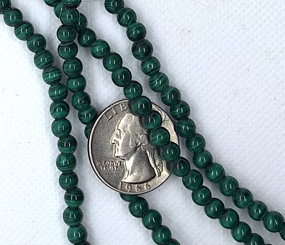 5mm Malachite Round Gemstone Beads 16-Inch Strand
