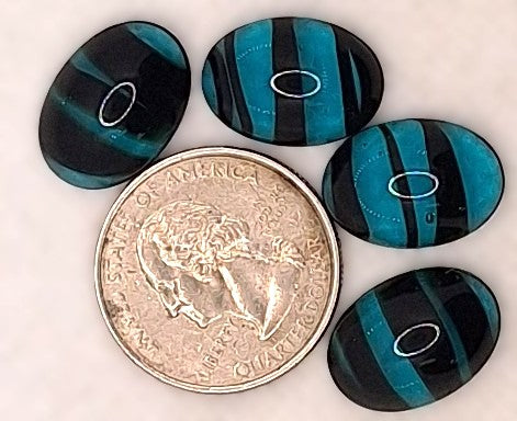 18x13mm Blue Tortoise Shell Transparent Oval Glass Cabochons 2ct