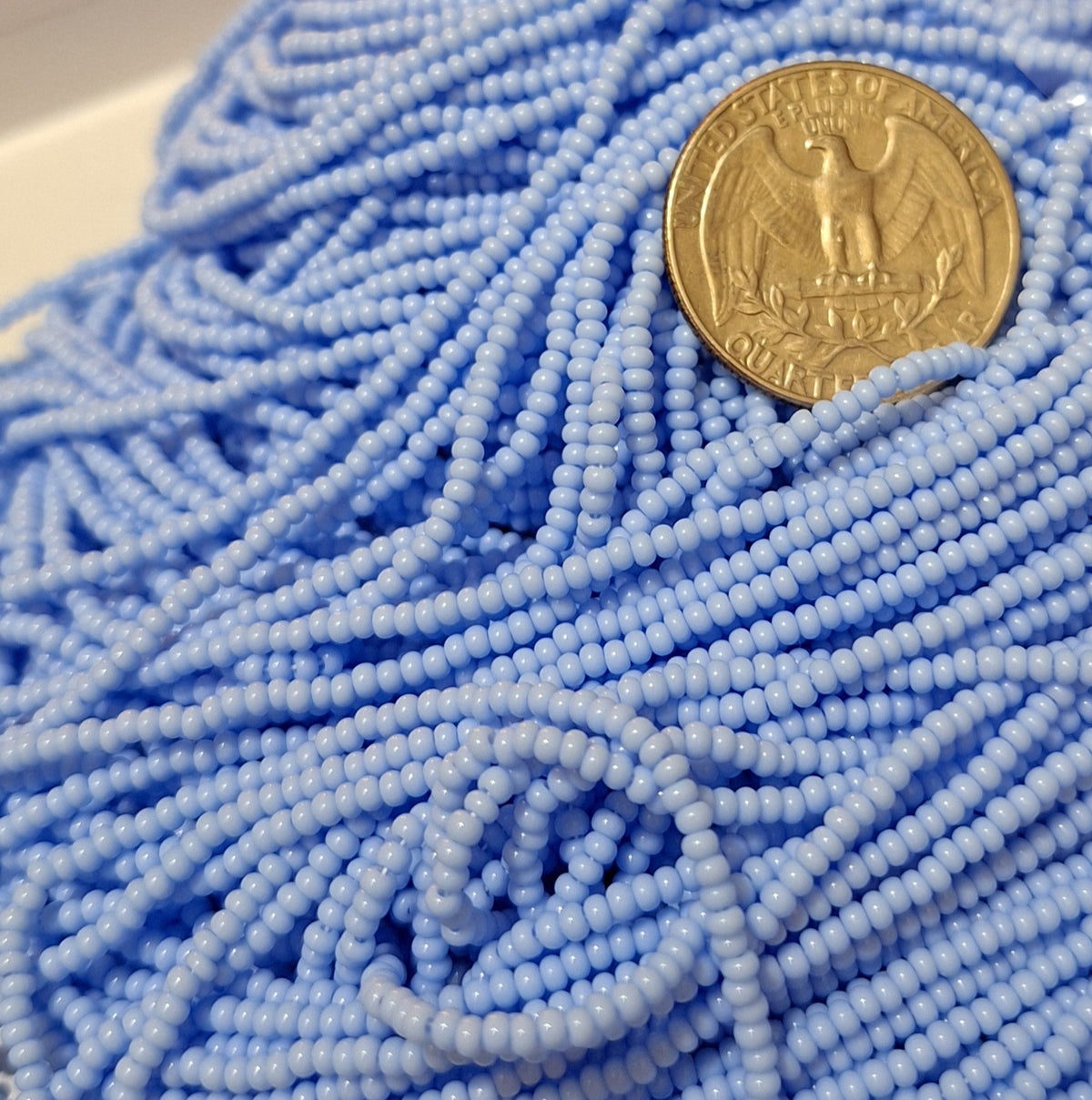 10/0 Pale Blue Opaque Czech Seed Beads Full Hank