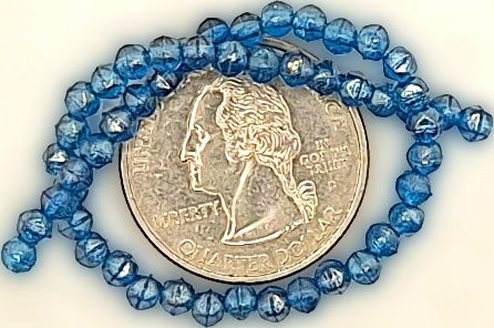 3mm Capri Blue Transparent Rainbow Luster English Cut Pressed Glass Czech Beads 50ct