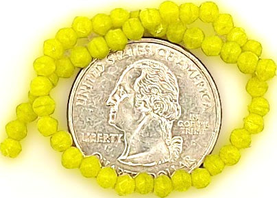 3mm Chartreuse Yellow-Green Opaque English Cut Pressed Glass Czech Beads 50ct