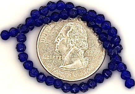 3mm Cobalt Blue Transparent English Cut Pressed Glass Czech Beads 50ct