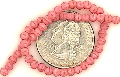 3mm Coral Pink Matte English Cut Pressed Glass Czech Beads 50ct