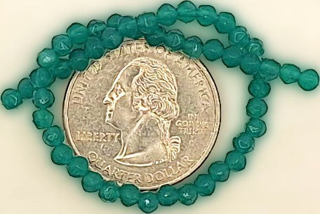 3mm Milky Atlantis Green English Cut Pressed Glass Czech Beads 50ct
