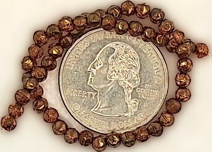 3mm Rose Gold Topaz Luster English Cut Pressed Glass Czech Beads 50ct
