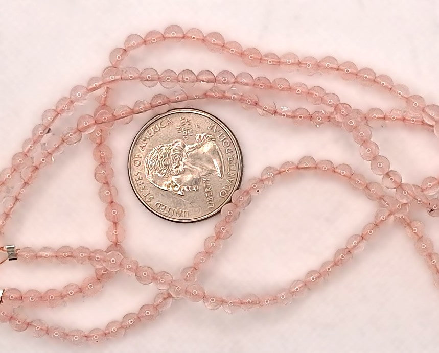 4mm Rose Quartz Round Gemstone Beads 8-inch Strand