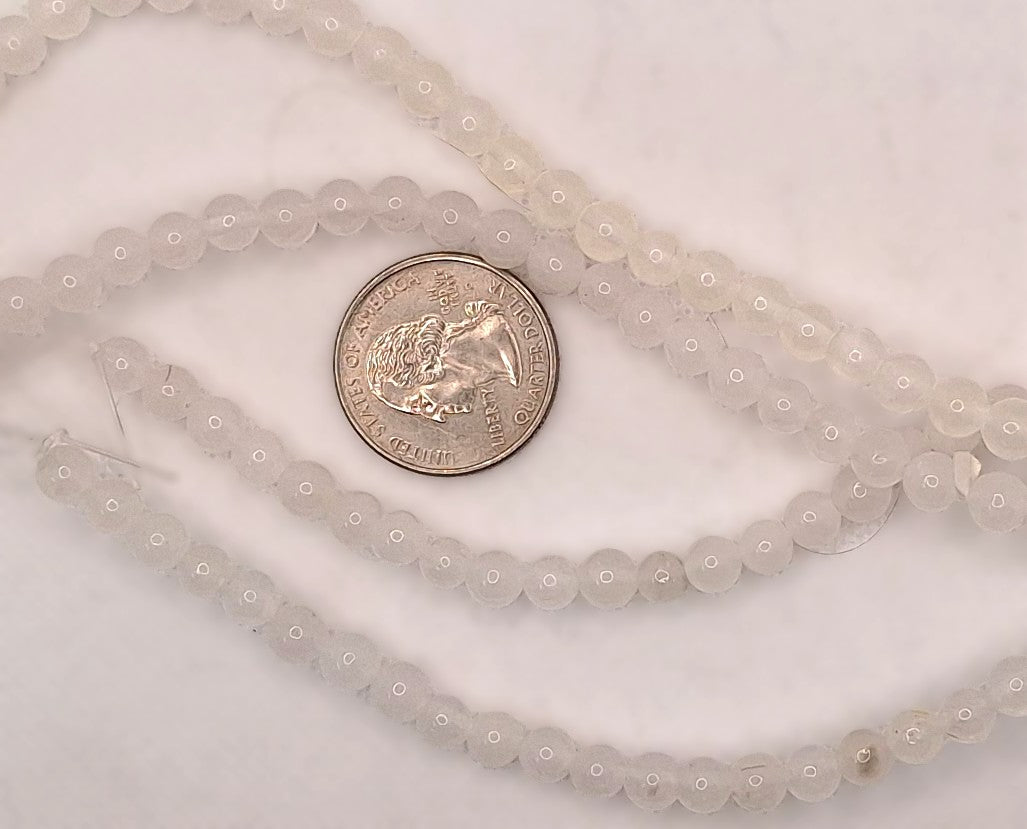6mm White Jade Round Gemstone Beads 8-inch Strand