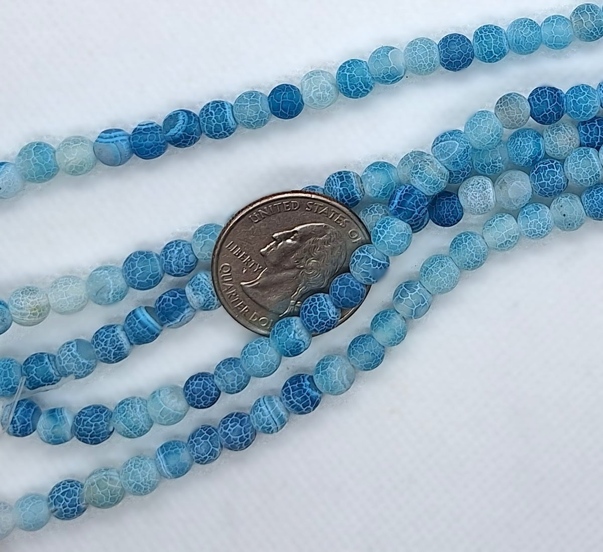 6mm Sky Blue Matte Crackle Agate Round Gemstone Beads 8-Inch Strand
