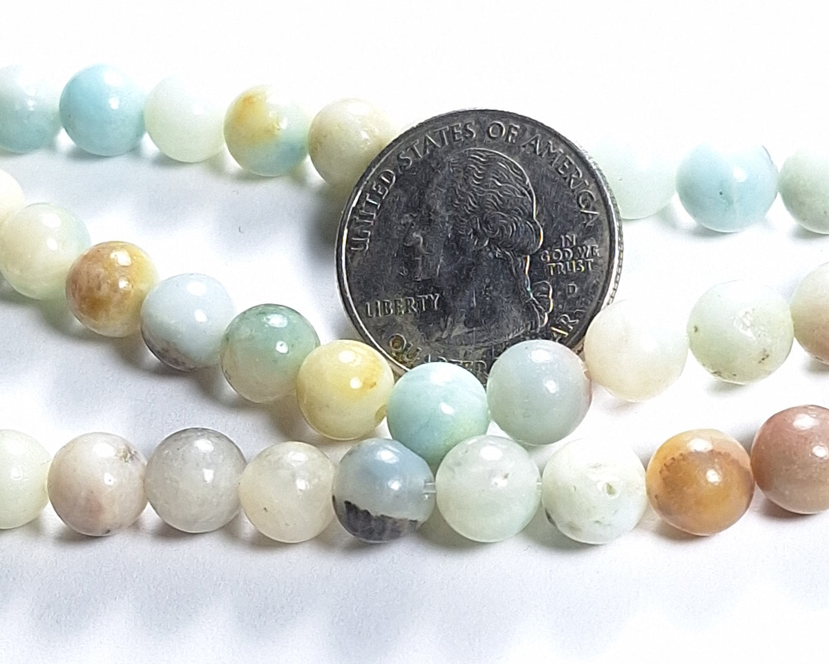 8mm Amazonite Multicolor Round Gemstone Beads 8-Inch Strand