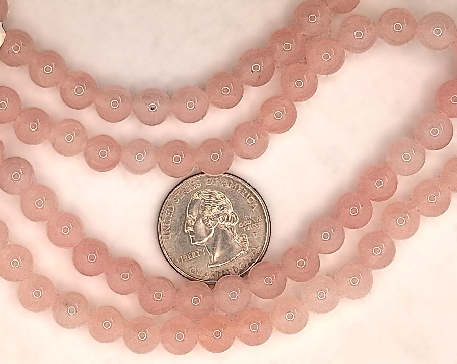 8mm Rose Quartz Large Hole Round Gemstone Beads 8-inch Strand