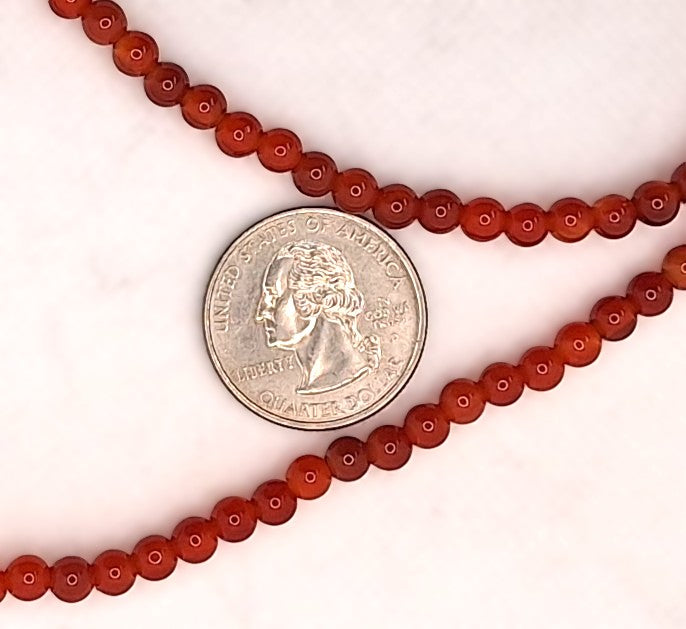 5mm Dark Carnelian Round Gemstone Beads 8-inch Strand