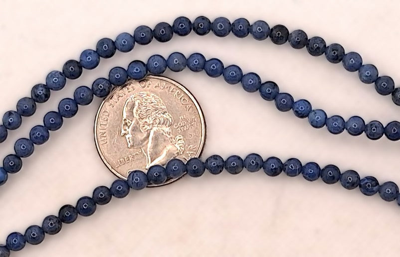 4mm Dumortierite Round Gemstone Beads 8-inch Strand