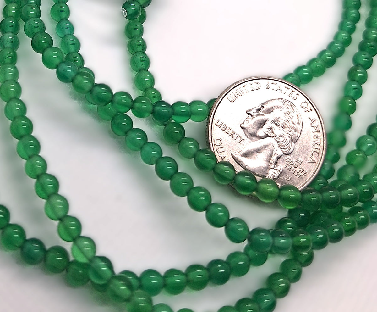 4mm Green Onyx Dyed Round Gemstone Beads 16-Inch Strand