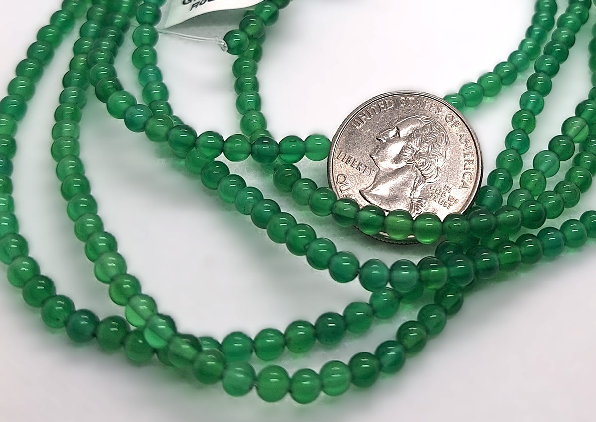 4mm Green Onyx Dyed Round Gemstone Beads 16-Inch Strand