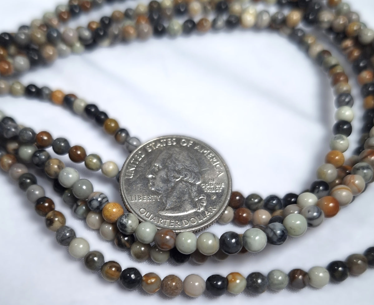 4mm Chinese Writing Round Gemstone Beads 16-Inch Strand