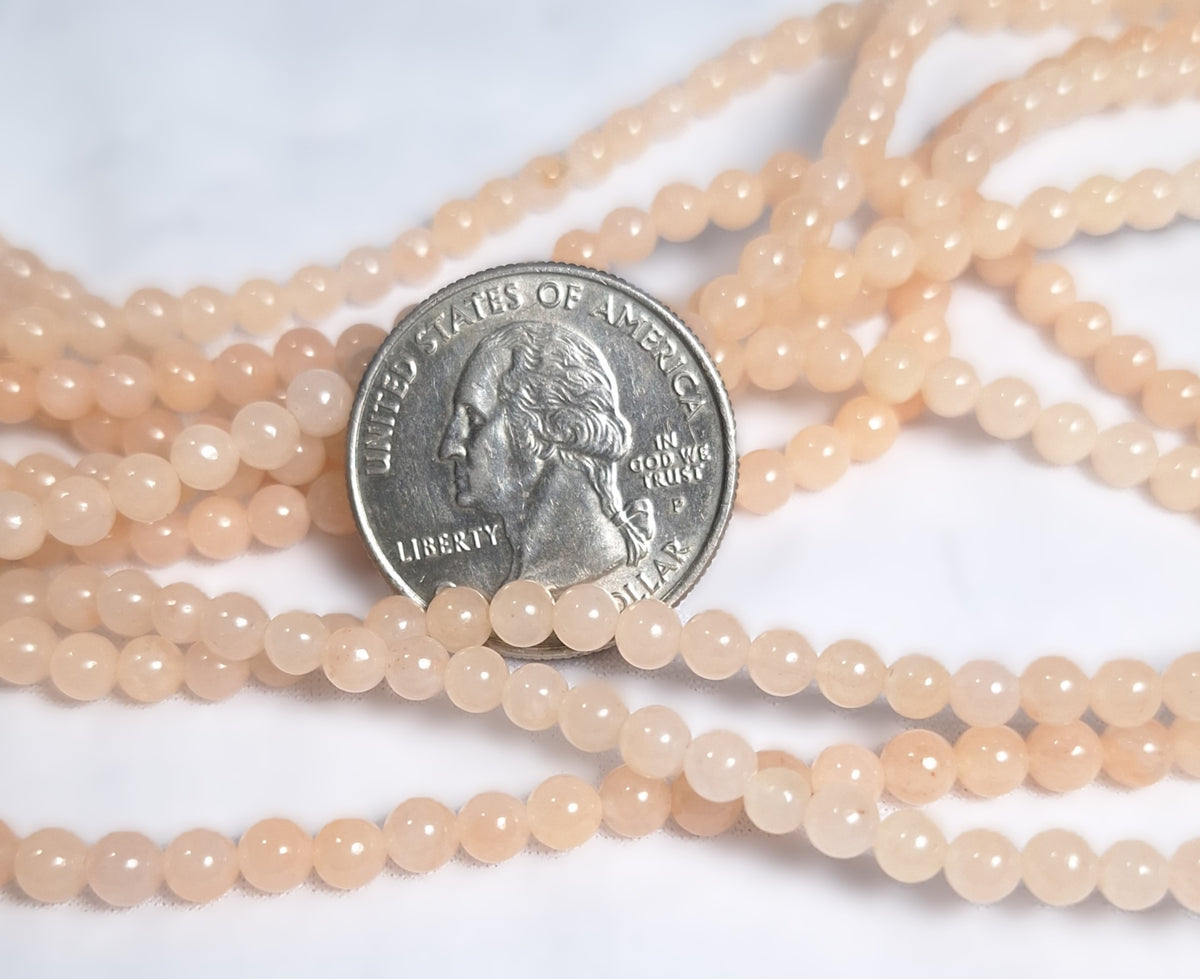 4mm Peach Aventurine Round Gemstone Beads 16-Inch Strand