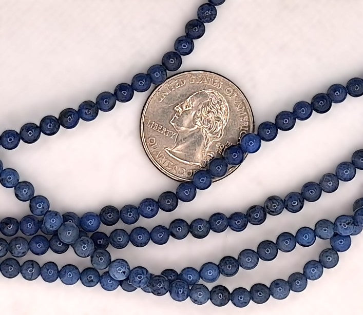 4mm Dumortierite Round Gemstone Beads 8-inch Strand