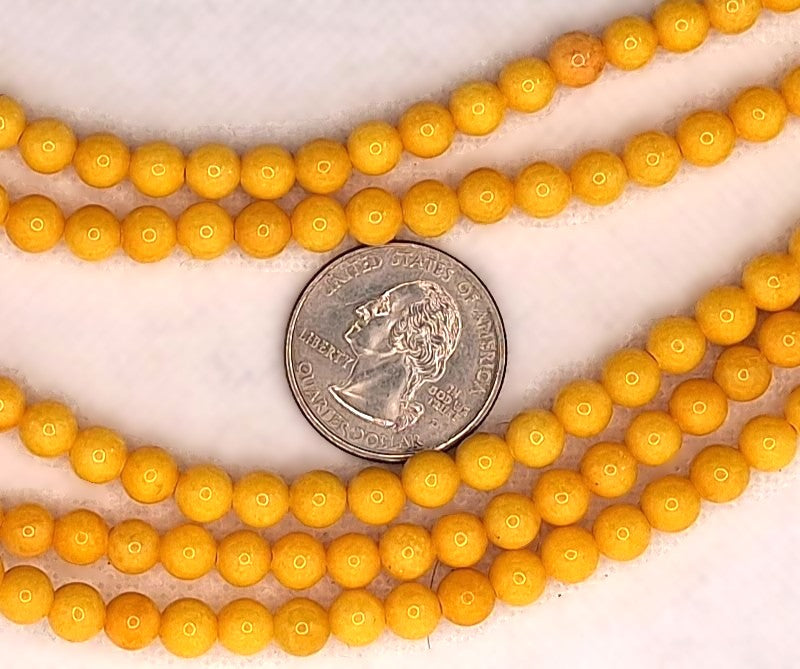 6mm Yellow Jade Dyed Round Gemstone Beads 8-inch Strand