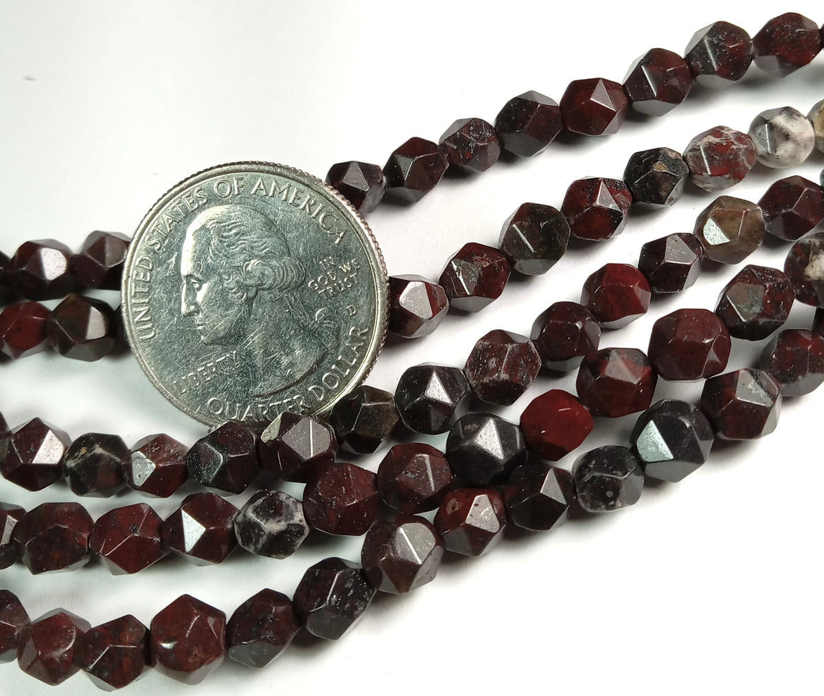 6mm Brecciated Jasper Faceted Star Cut Gemstone Beads 8-Inch Strand