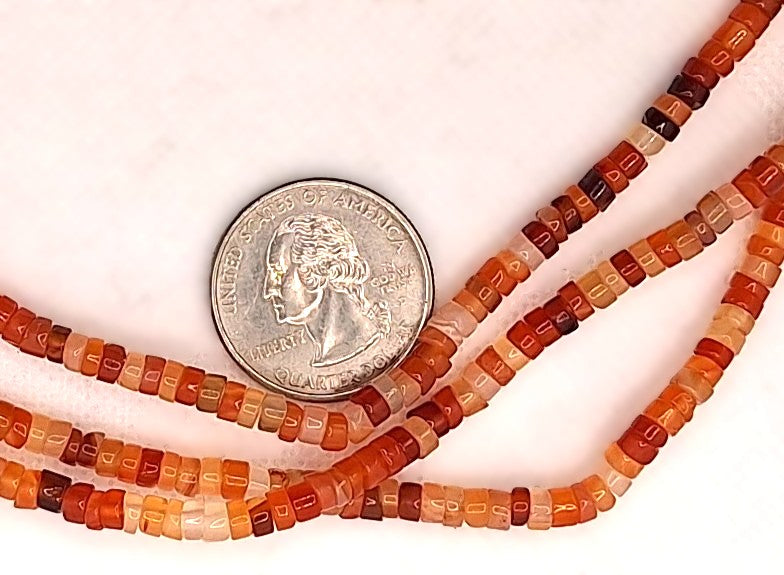 4x2mm Carnelian Heishi Gemstone Beads 8-inch Strand