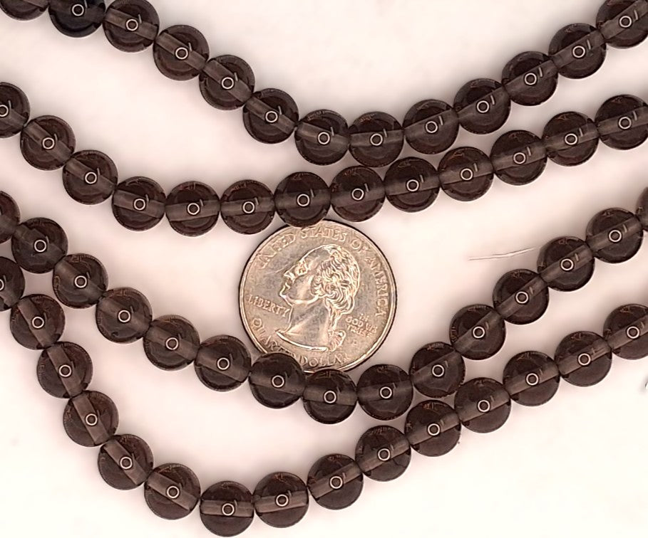 8mm Icy Obsidian Round Gemstone Beads 8-inch Strand