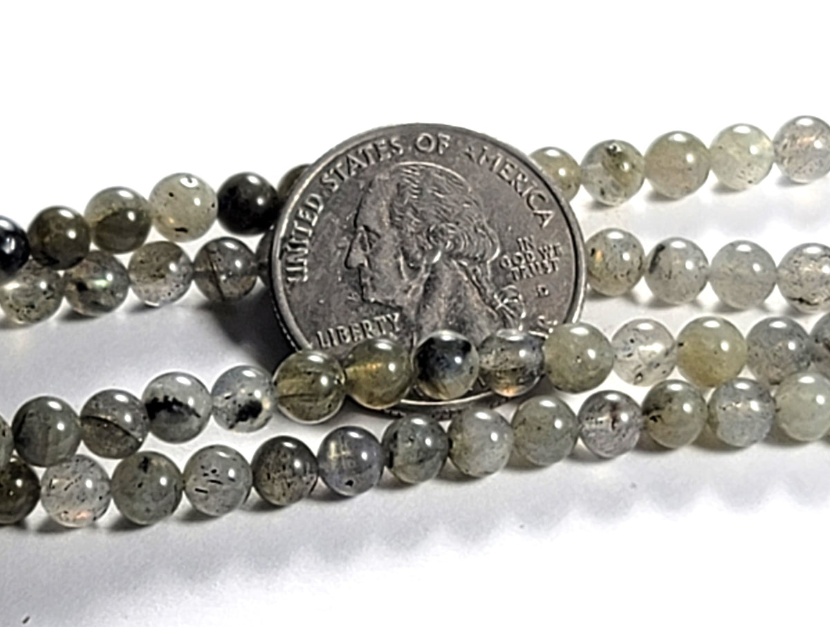5mm Labradorite Grade AB Round Gemstone Beads 8-Inch Strand