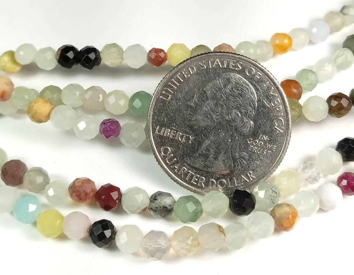 4mm Mixed Stone Faceted Round Gemstone Beads 8-Inch Strand