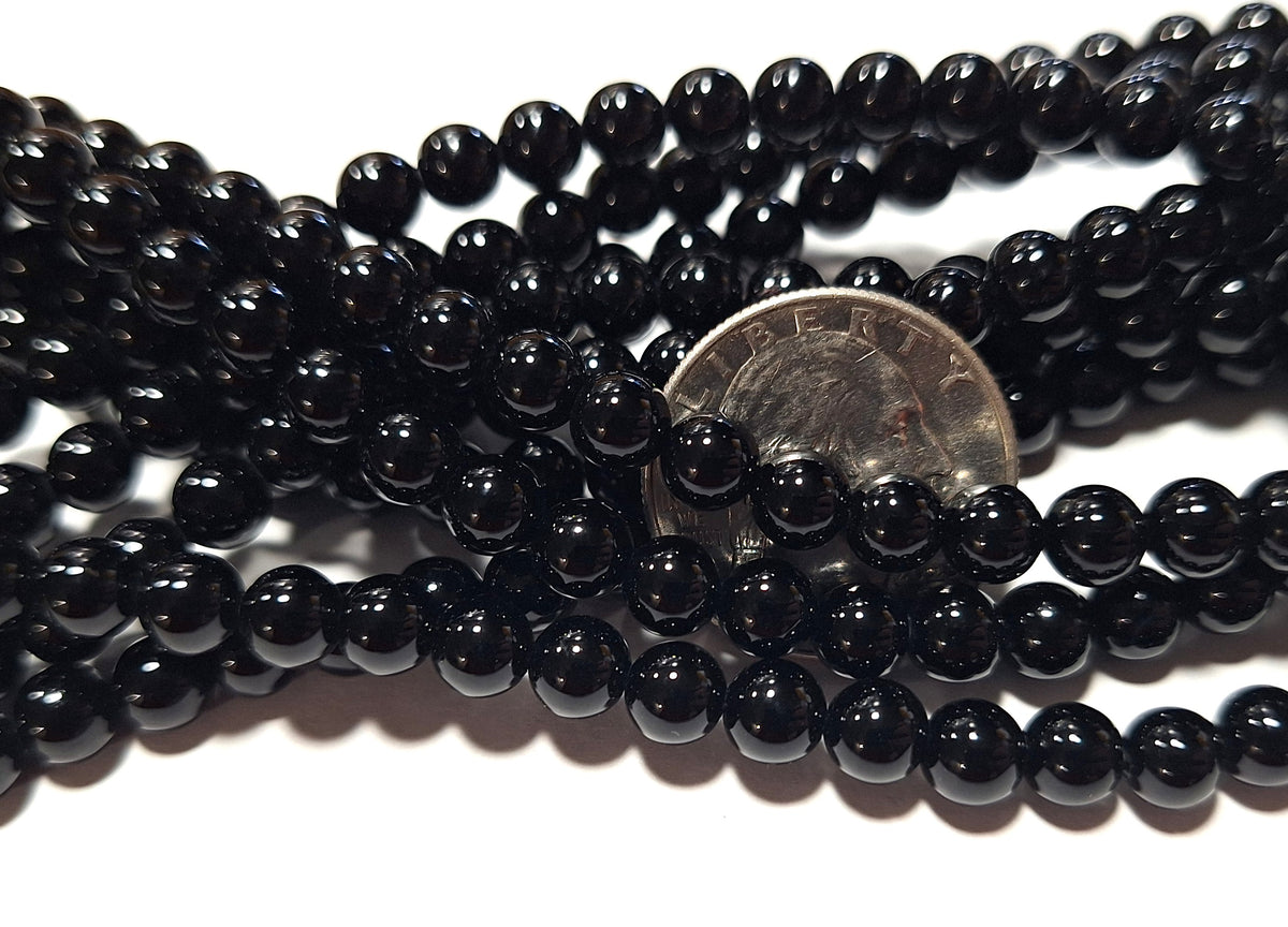 6mm Black Onyx Round Gemstone Beads 16-Inch Strand