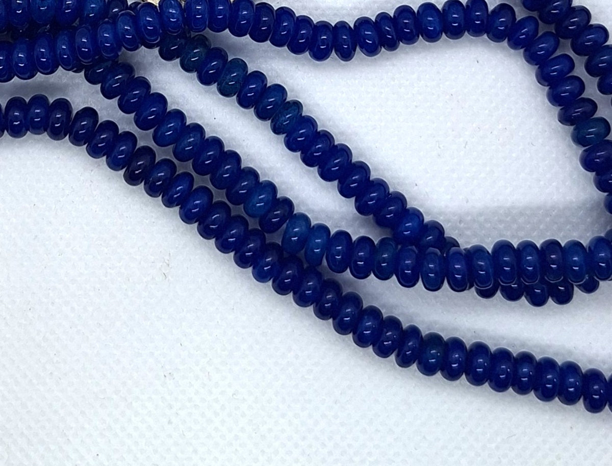 6x3mm Blue Onyx Dyed Smooth Rondelle Gemstone Beads 16-Inch Strand