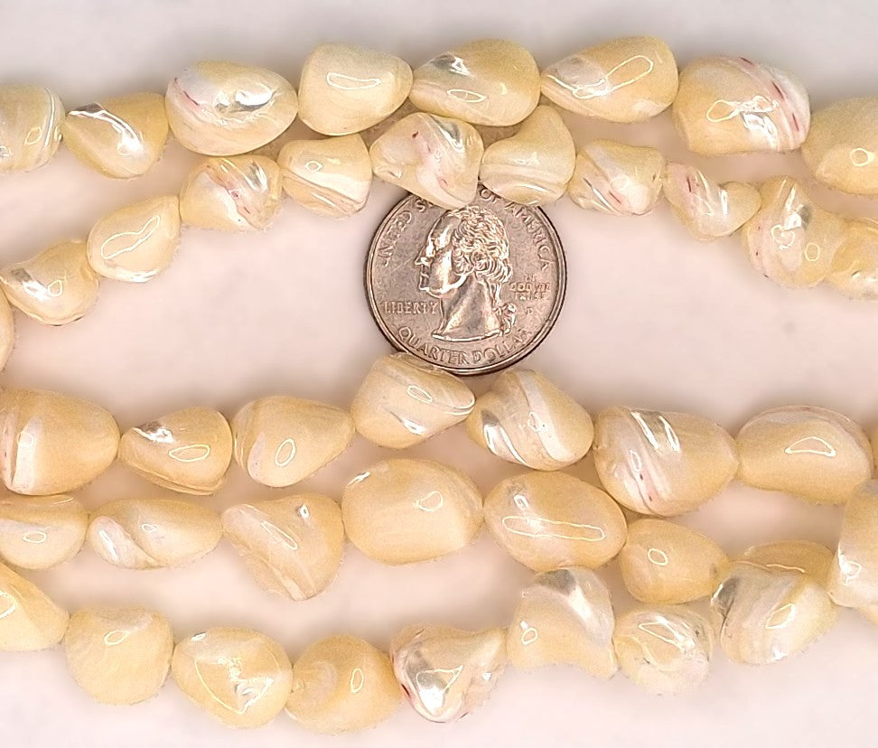 12-16x10mm Mother of Pearl MOP Nugget Shell Beads 8-Inch Strand