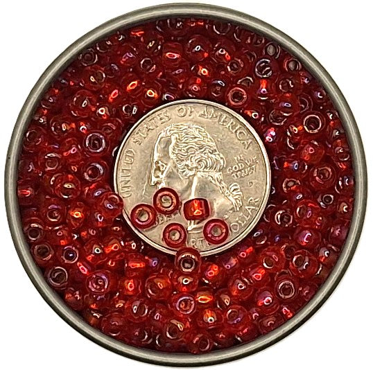 6/0 Light Siam Ruby Red Transparent Silver-Lined Rainbow Toho Round Seed Beads 25g