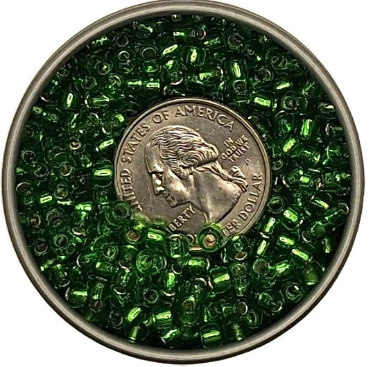 6/0 Peridot Green Silver-Lined Toho Round Seed Beads 25g