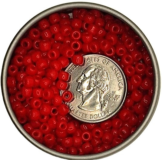 6/0 Cherry Red Opaque Toho Round Seed Beads 25g